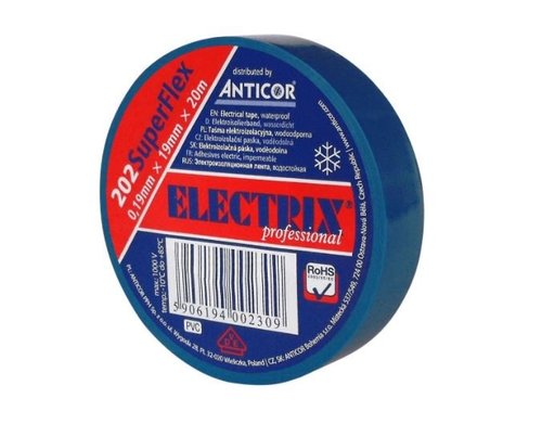 Taśma elektroizolacyjna 202 SUPERFLEX niebieski 19mmx20m ELECTRIX Anticor