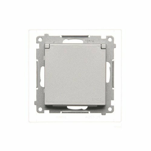 Gniazdo wtyczkowe do wersji IP44 z uszczelką (moduł) 16 A, 250 V~, szybkozłącza. Klapka w kolorze pokrywy Aluminium mat...