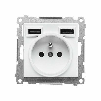 Gniazdo wtyczkowe z zintegrowaną ładowarką 2xUSB A (moduł) Biały mat Simon 55