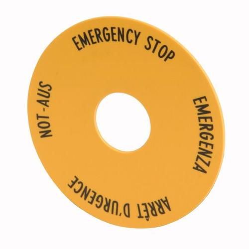 Tabliczka opisowa żółta okrągła fi90 EMERGENCY STOP 216465 Eaton