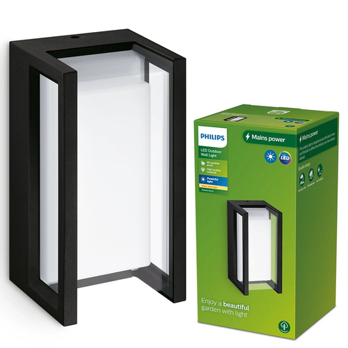 Kinkiet zewnętrzny elewacyjny LED PYRONA 12W 2700K 1500lm IP44 czarny Philips