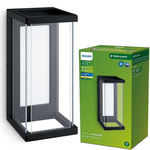Kinkiet zewnętrzny elewacyjny LED ULYZO 12W 2700K 1500lm IP44 czarny Philips