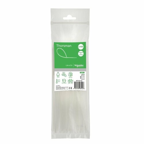 Opaska kablowa zaciskowa trytytka 200x2.5mm biała 100 sztuk Schneider IMT46409