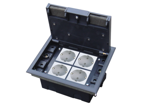 Puszka podłogowa (floorbox) 4M, (45x45), regulowana głębokość, do podłogi technicznej (wylewka opcjonalnie).