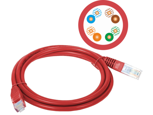 Patch-cord U/UTP kat.5e PVC 5.0m czerwony ALANTEC