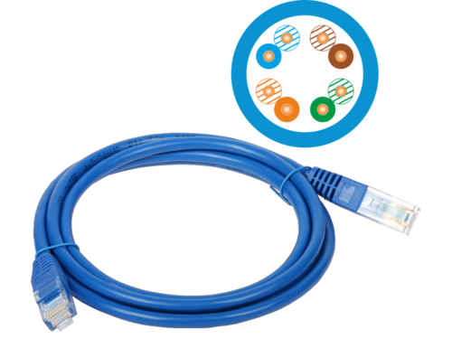 Patch-cord U/UTP kat.5e PVC 3.0m niebieski ALANTEC