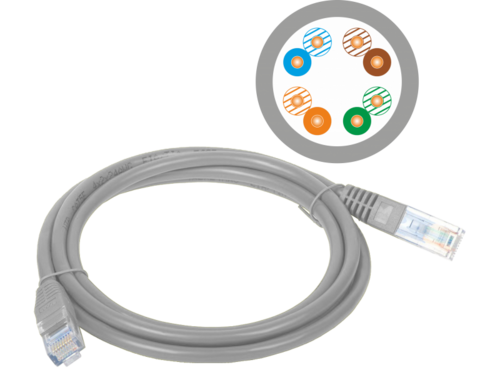 Patch-cord U/UTP kat.5e PVC 15.0m szary ALANTEC