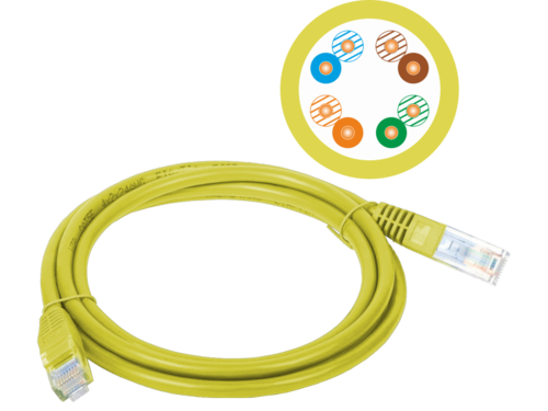 Patch-cord U/UTP kat.5e PVC 3.0m żółty ALANTEC