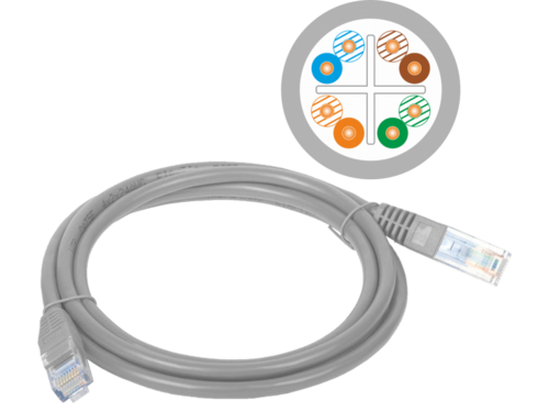 Patch-cord U/UTP kat.6 PVC 0.5m szary ALANTEC