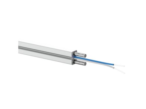 Kabel światłowodowy OS2 FTTH płaski SM 2J 9/125 LSOH biały, wzmocnienie FRP, całkowicie dielektryczny, ALANTEC