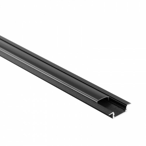 Profil P02 podtynkowy czarny + klosz czarny 2m Ecolight