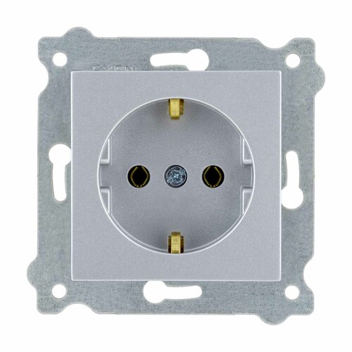 Gniazdo z uziemieniem Schuko 2P+E Srebrny 237/10E EXEN