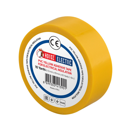 Taśma elektroizolacyjna PVC 19mmx9m żółta | HOROZ