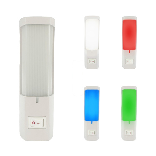 Lampka wtykowa DORA biała prostokątna lampka nocna do gniazdka 0,4W 25lm IP20 (kolor diod losowy: biały/niebieski/zielony/czerwony...
