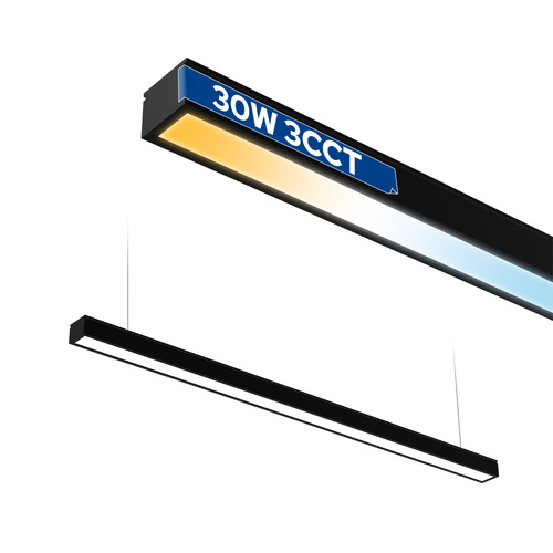 Oprawa liniowa LED 30W 3CCT 2400lm 118cm FORTIS czarna natynkowa/wisząca HOROZ