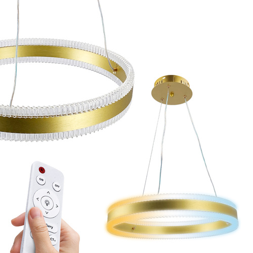 Lampa wisząca LED 70W 3CTT 4900lm okrągła złota ściemnialna z pilotem SAMIRA HOROZ