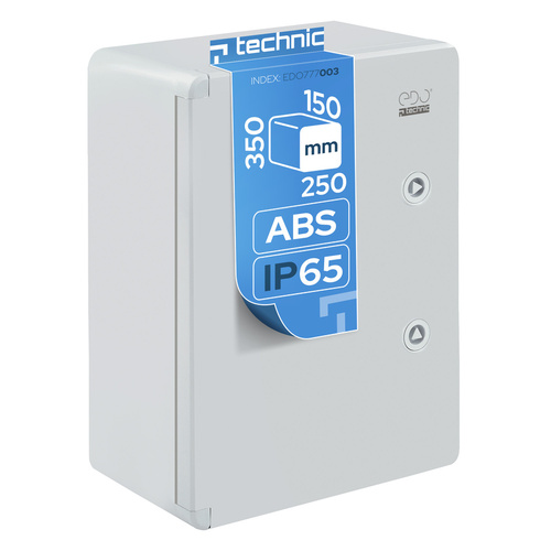 Obudowa standardowa pusta ABS 250x350x150 z ocynkowaną płytą montażową (nieprzezroczysta) szara IP65  EDO777003  Edo Technic