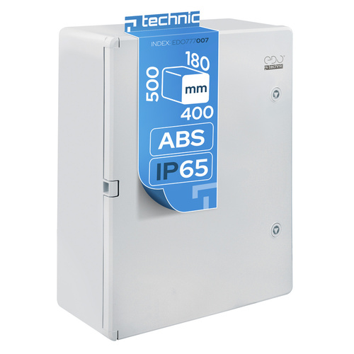 Obudowa standardowa pusta ABS 400x500x180 z ocynkowaną płytą montażową (nieprzezroczysta) szara IP65  EDO777007  Edo Technic