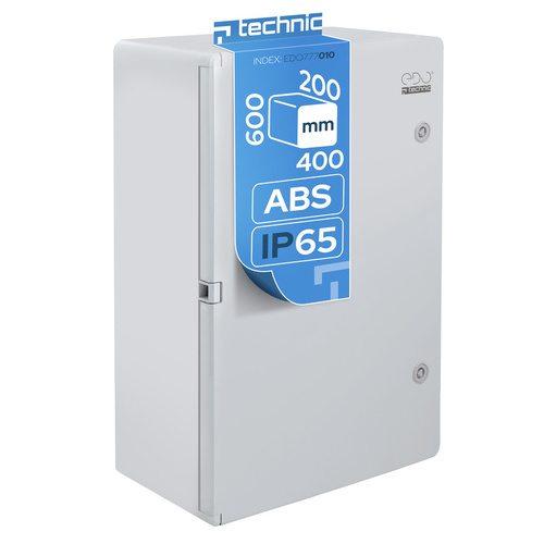 Obudowa standardowa pusta ABS 400x600x200 z ocynkowaną płytą montażową (nieprzezroczysta) szara IP65  EDO777010  Edo Technic