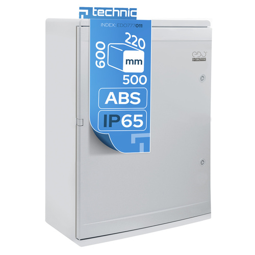 Obudowa standardowa pusta ABS 500x600x220 z ocynkowaną płytą montażową (nieprzezroczysta) szara IP65  EDO777011  Edo Technic