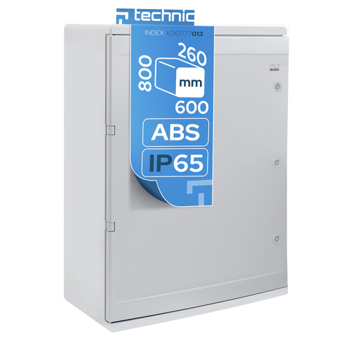 Obudowa standardowa pusta ABS 600x800x260 z ocynkowaną płytą montażową (nieprzezroczysta) szara IP65  EDO777013  Edo Technic