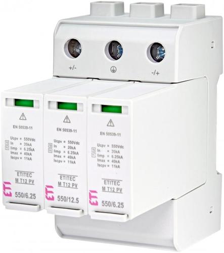 Ogranicznik przepięć do systemów PV - ETITEC EM T1+T2 PV 1100/6,25 3 biegunowa 002440580 ETI