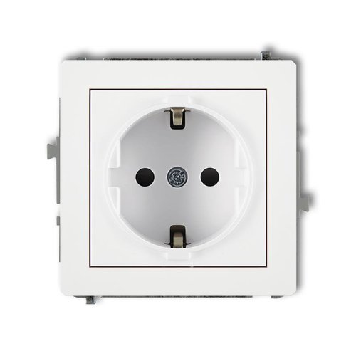 Mechanizm gniazda pojedynczego z uziemieniem SCHUKO 2P+Z (przesłony torów prądowych) DECO biały