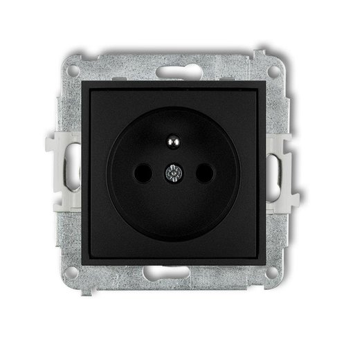 Mechanizm gniazda pojedynczego z uziemieniem 2P+Z (przesłony torów prądowych) czarny mat 12MGP-1zp Karlik Mini