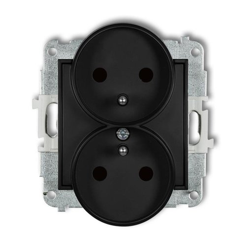Mechanizm gniazda podwójnego do ramki z uziemieniem 2x(2P+Z) (przesłony torów prądowych) czarny mat 12MGPR-2zp Karlik...