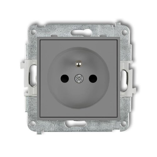 Mechanizm gniazda pojedynczego z uziemieniem 2P+Z (przesłony torów prądowych) szary mat 27MGP-1zp Karlik Mini