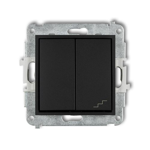 Mechanizm łącznika jednobiegunowego ze schodowym (wspólne zasilanie) czarny mat 12MWP-10.1 Karlik Mini