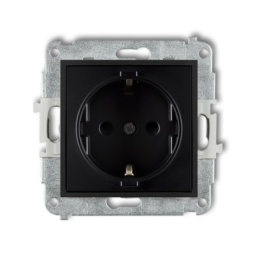 Mechanizm gniazda pojedynczego z uziemieniem SCHUKO 2P+Z czarny mat 12MGP-1sp Karlik Mini