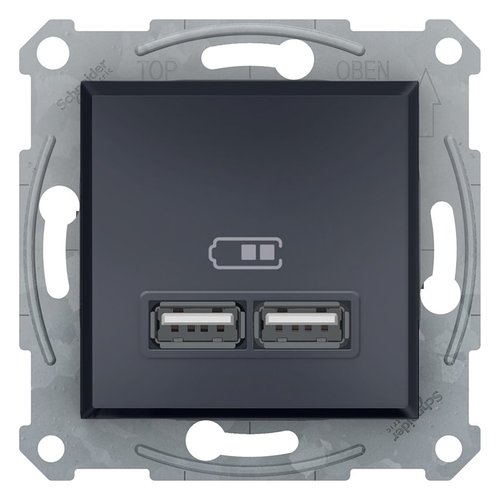 Gniazdo ładowarki USB 2.1A bez ramki, antracy Schneider Asfora