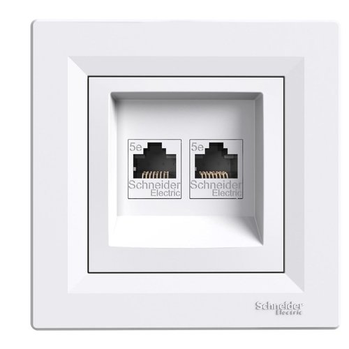 Gniazdo komputerowe 2x kat.5e UTP z ramką, białe Schneider Asfora