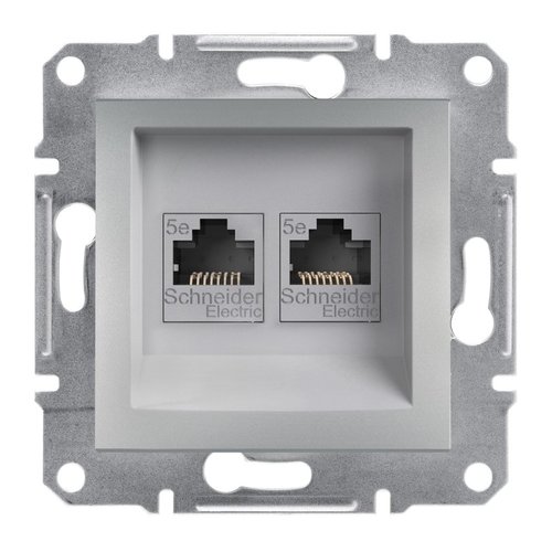 Gniazdo komputerowe 2x kat.5e UTP bez ramki, aluminium Schneider Asfora