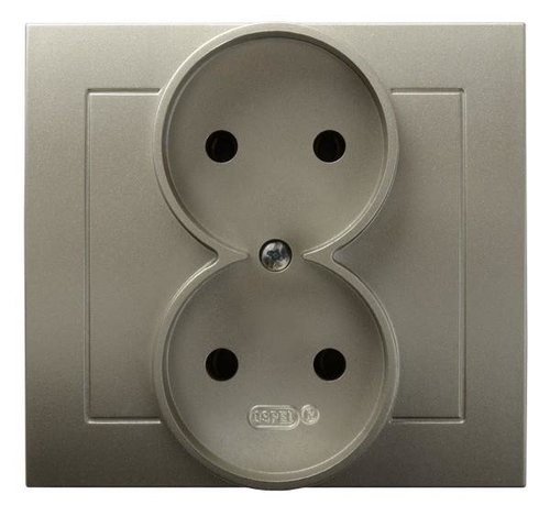 Gniazdo podwójne satyna light Ospel Kier GP-2W/45
