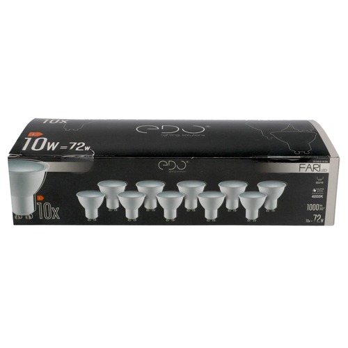Zestaw żarówek 10x FARI LED GU10 10W 4000K neutralna NW 1000lm 120st EDO