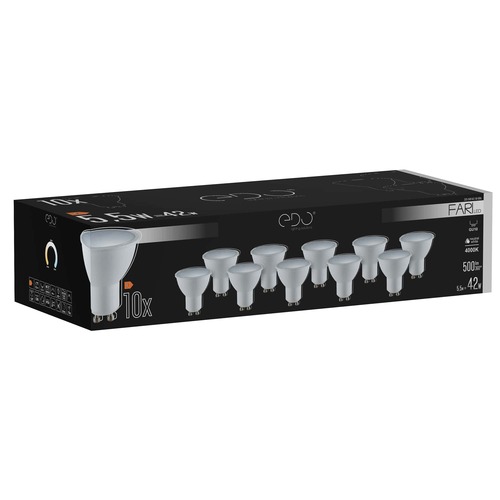 Zestaw żarówek 10x FARI LED GU10 5,5W 4000K neutralna NW 500lm 120st EDO