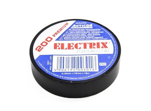 Taśma elektroizolacyjna PCW 19x18mm Premium Anticor 200 czarna