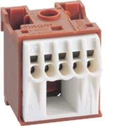 QuickConnect Blok samozacisków fazowy, brązowy, 1x16 + 5x4 mm2, szerokość 30 mm KN06P Hager