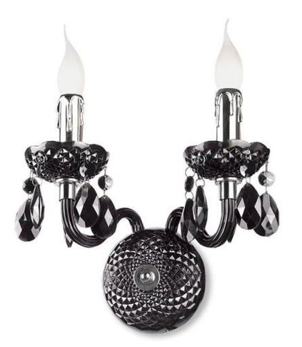 Lampa ścienna kinkiet Whiz 2 źródła światła metal tworzywo czarna świecznik kryształy Italux A.90690/2BL