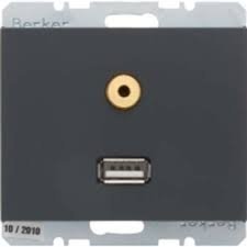 K. Gniazdo USB/3.5 mm audio, antracyt Berker