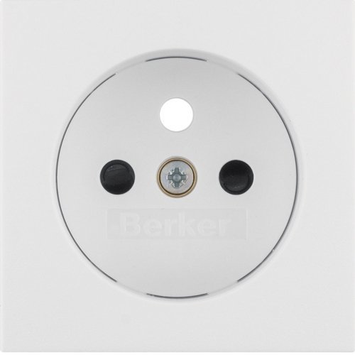 B. Płytka czołowa do gniazda z uziemieniem z przesłonami styków, biały Berker