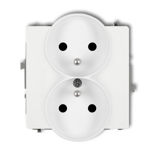 Mechanizm gniazda podwójnego do ramki DECO Soft, z uziemieniem 2x(2P+Z) biały Karlik DGPRSO-2zp