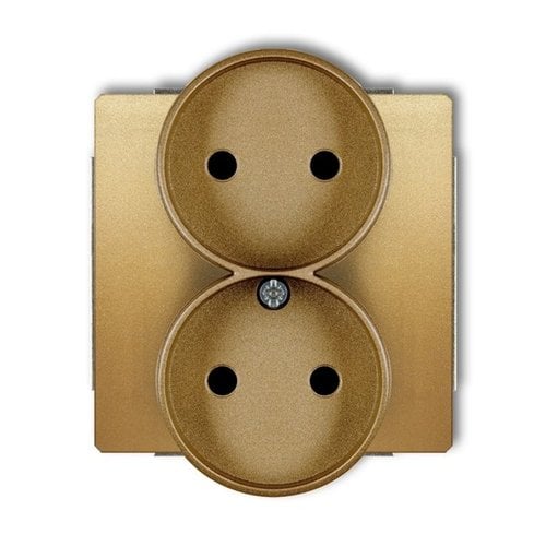Mechanizm gniazda podwójnego do ramki DECO Soft, bez uziemienia 2x2P złoty Karlik 29DGPRSO-2p