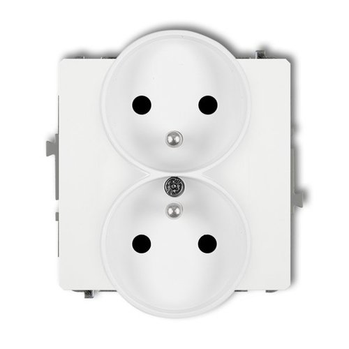 Mechanizm gniazda podwójnego do ramki z uziemieniem 2x(2P+Z) biały Karlik Deco DGPR-2zp