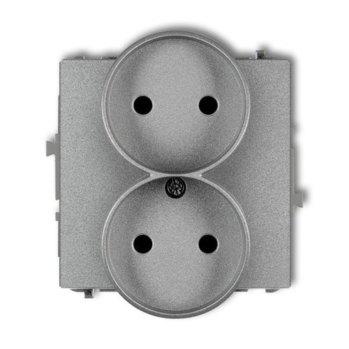 Mechanizm gniazda podwójnego do ramki bez uziemienia 2x2P srebrny metalik Karlik Deco 7DGPR-2p