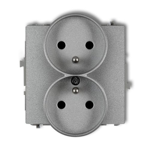 Mechanizm gniazda podwójnego do ramki z uziemieniem 2x(2P+Z) srebrny metalik Karlik Deco 7DGPR-2zp