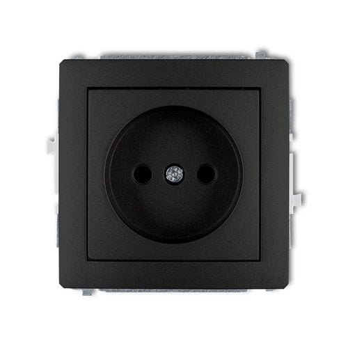 Mechanizm gniazda pojedynczego bez uziemienia 2P czarny mat Karlik Deco 12DGP-1p