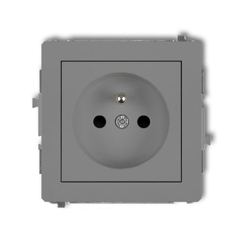 Mechanizm gniazda pojedynczego z uziemieniem 2P+Z szary mat Karlik Deco 27DGP-1zp